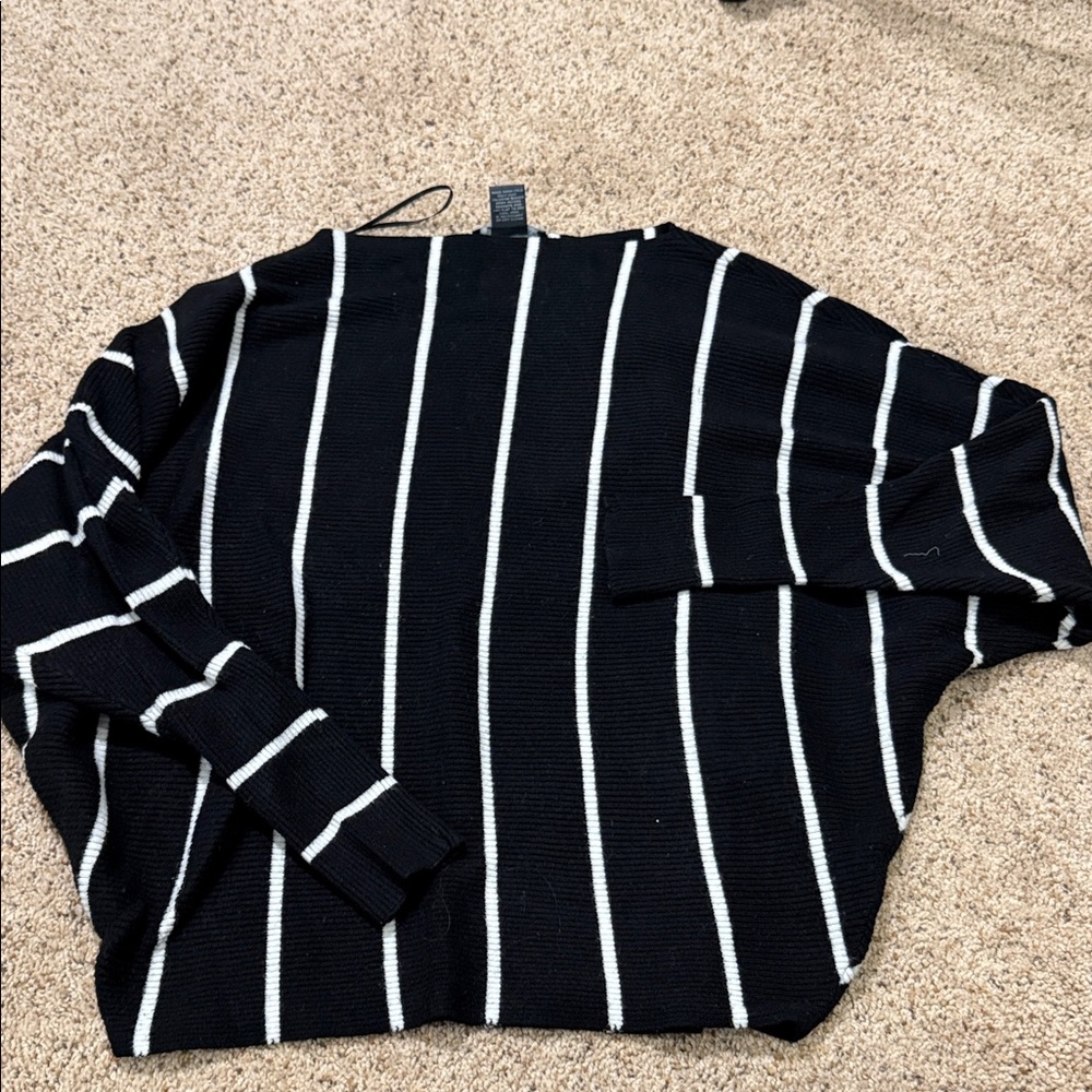 Black Sweater with White Vertical Stripes